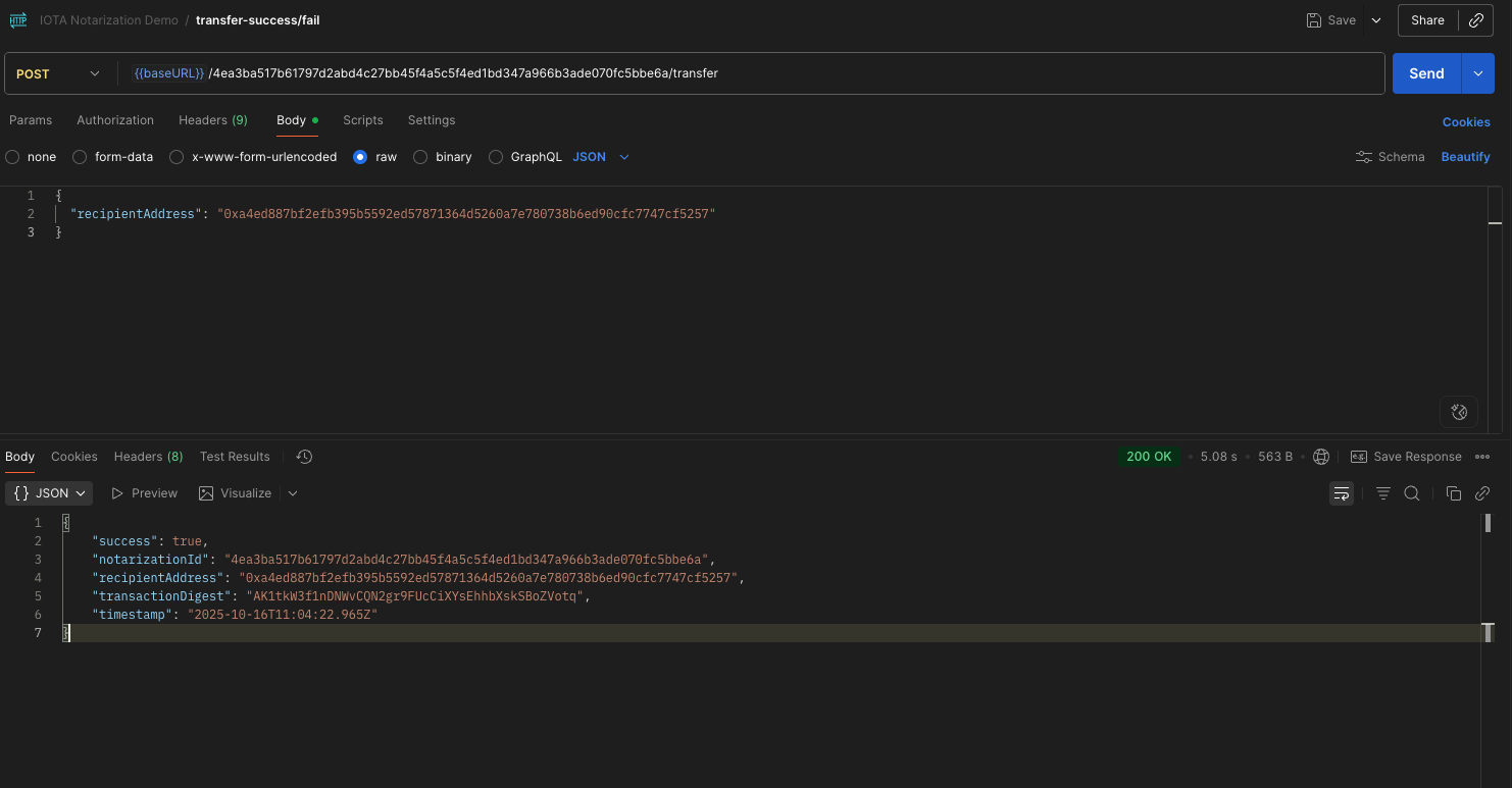 Notarization Transfer Success